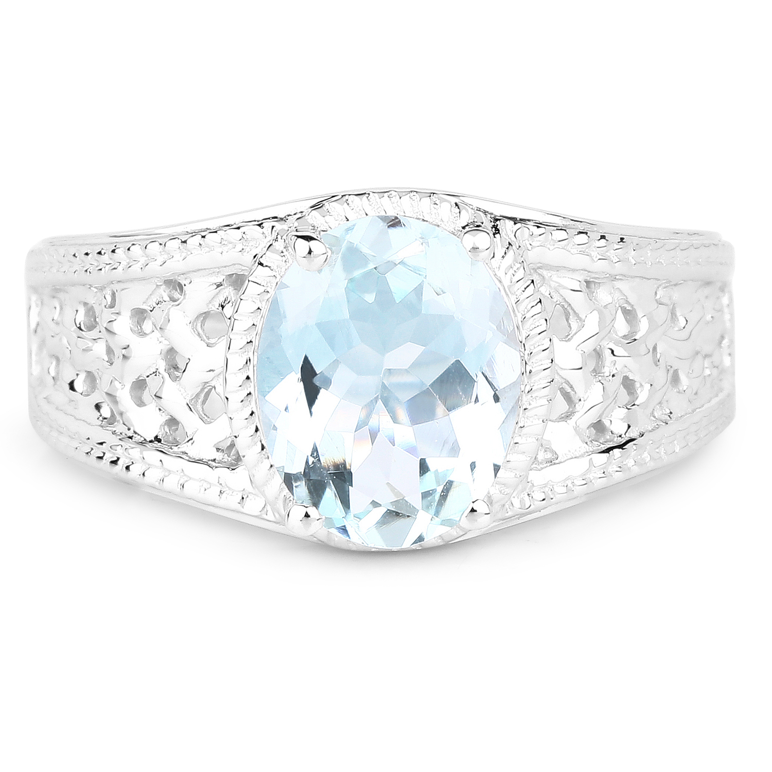 2.25 Carat Genuine Aquamarine .925 Sterling Silver Ring