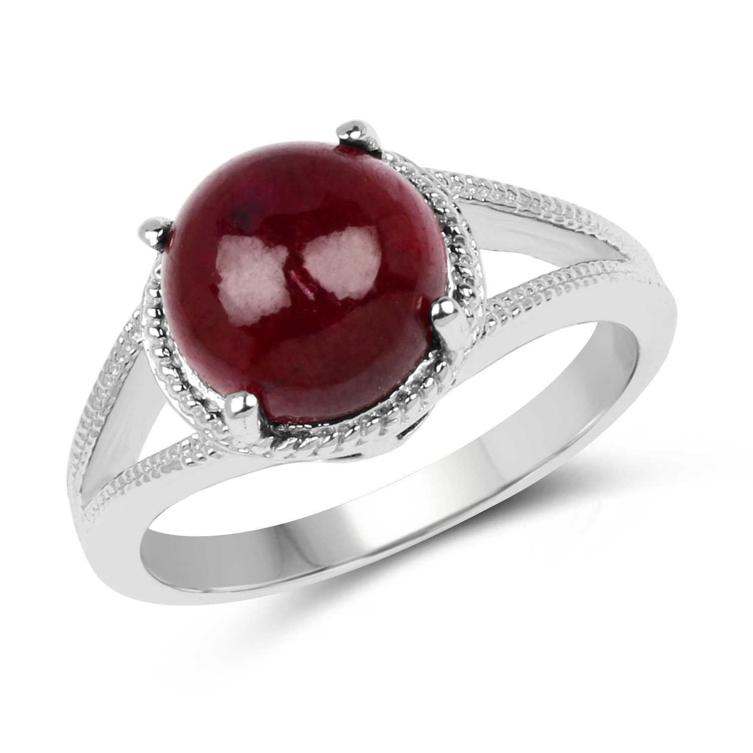 5.05 Carat Genuine Glass Filled Ruby .925 Sterling Silver Ring