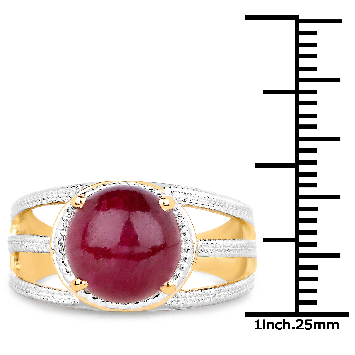 14K Yellow Gold Plated 4.63 Carat Dyed Ruby .925 Sterling Silver Ring