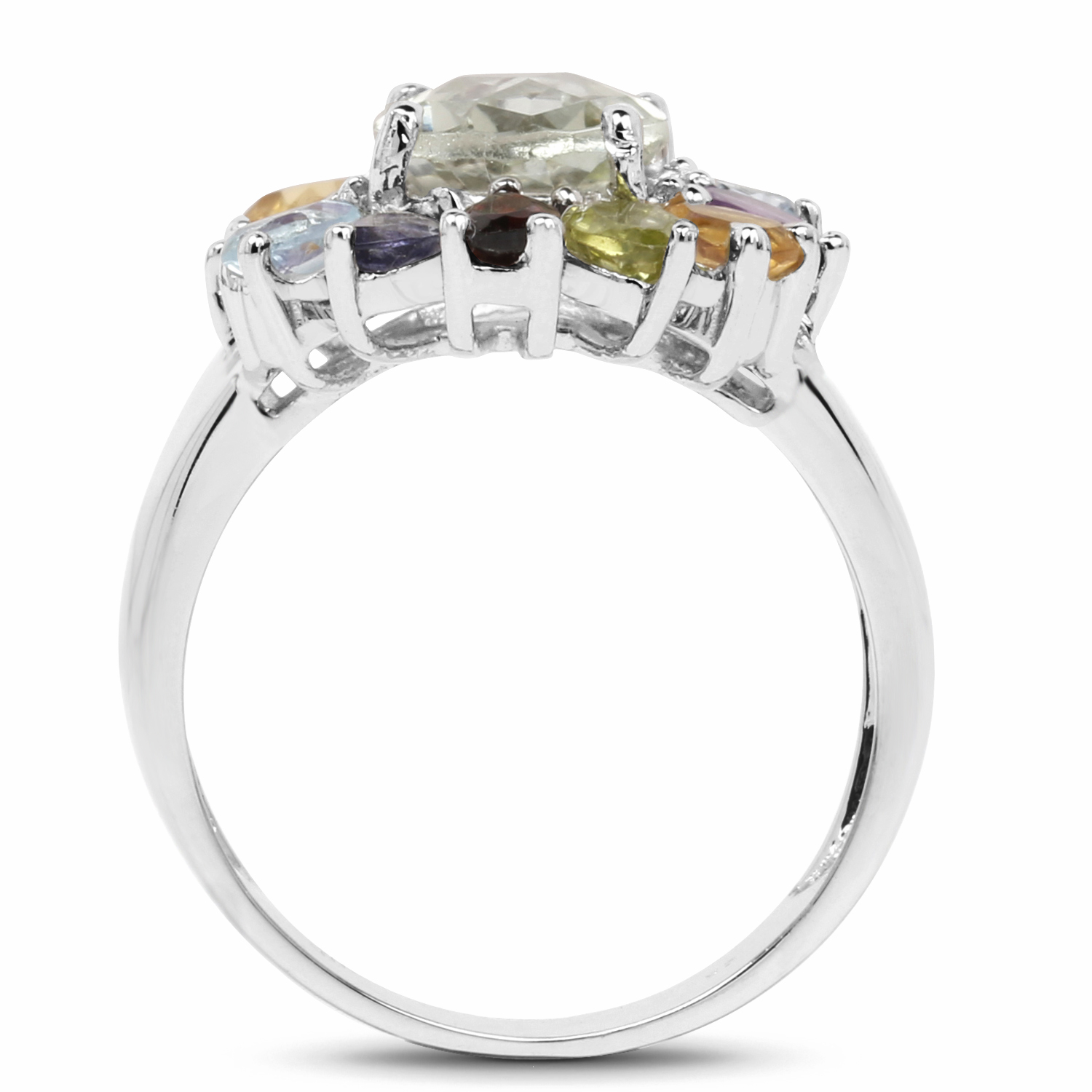 4.70 Carat Genuine Multi Stone .925 Sterling Silver Ring