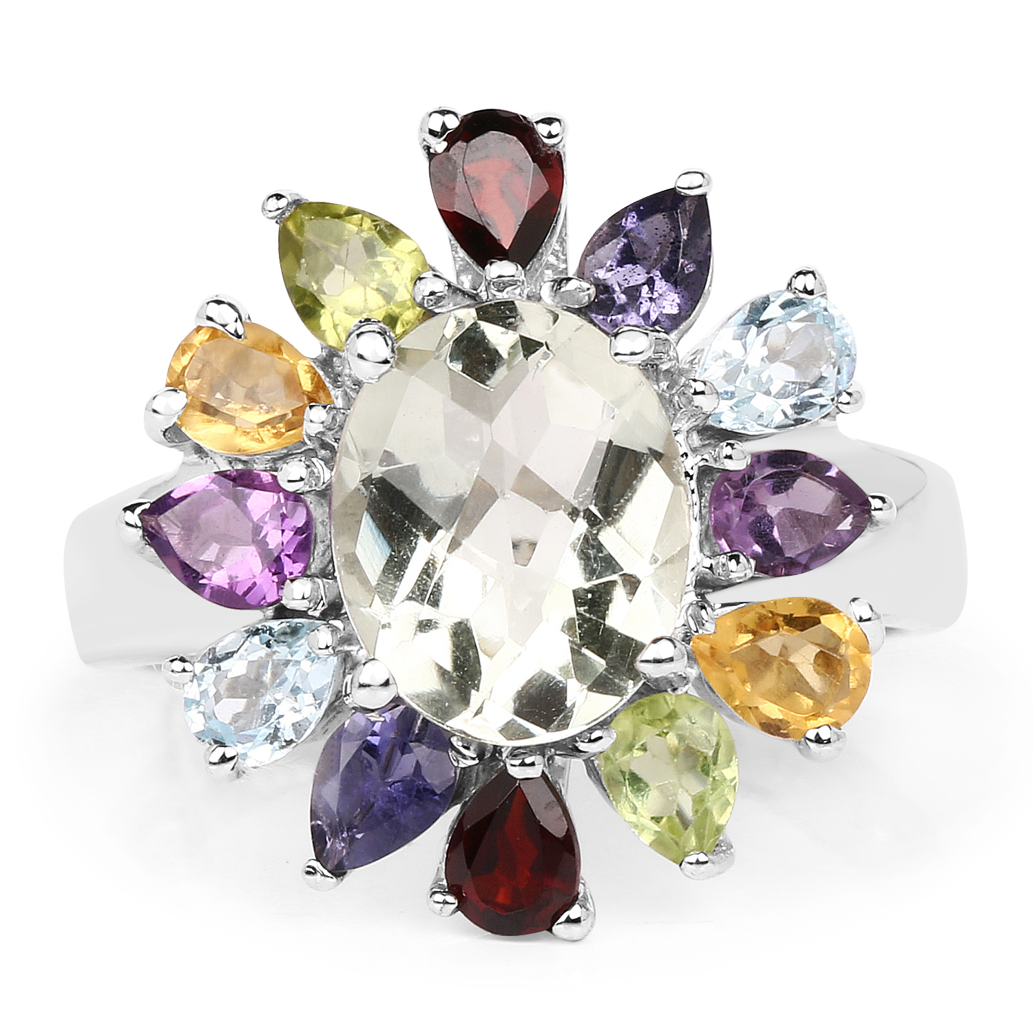 4.70 Carat Genuine Multi Stone .925 Sterling Silver Ring