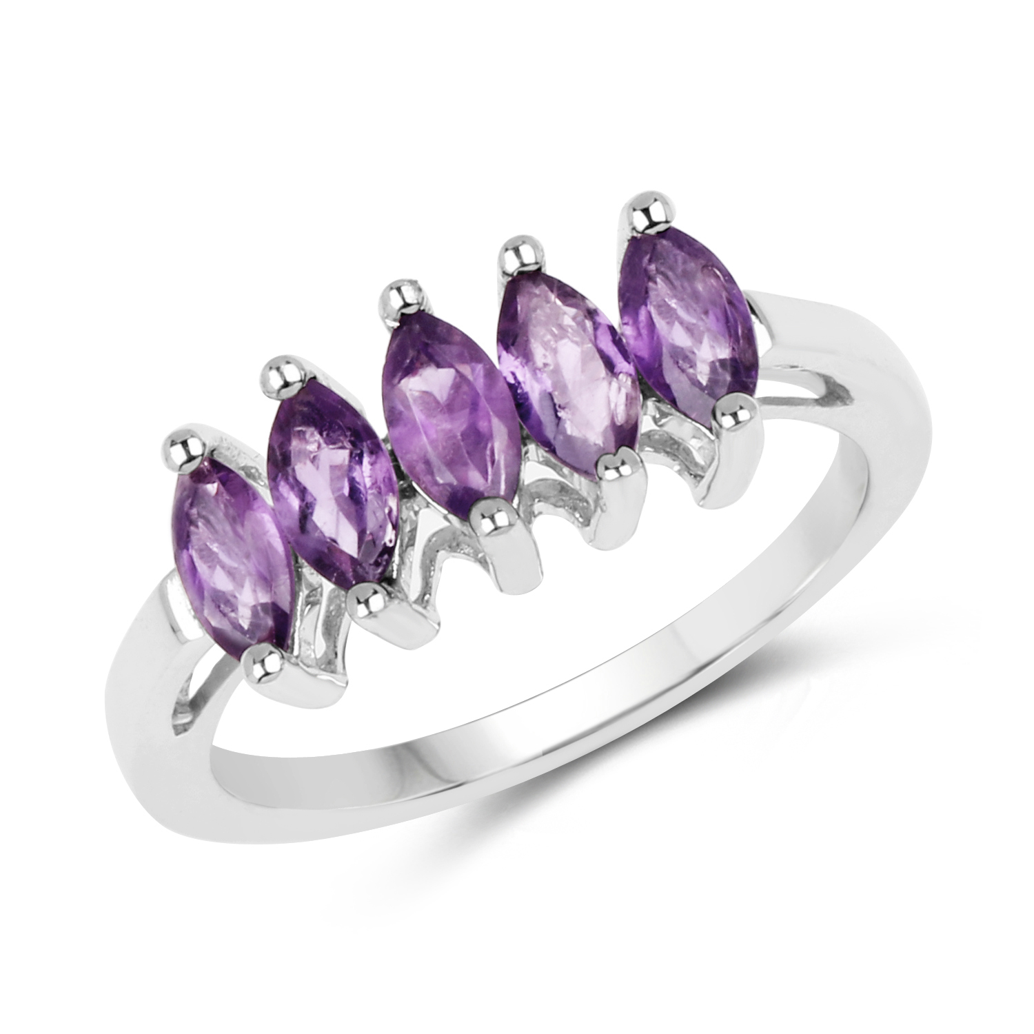 1.15 Carat Genuine Amethyst .925 Sterling Silver Ring