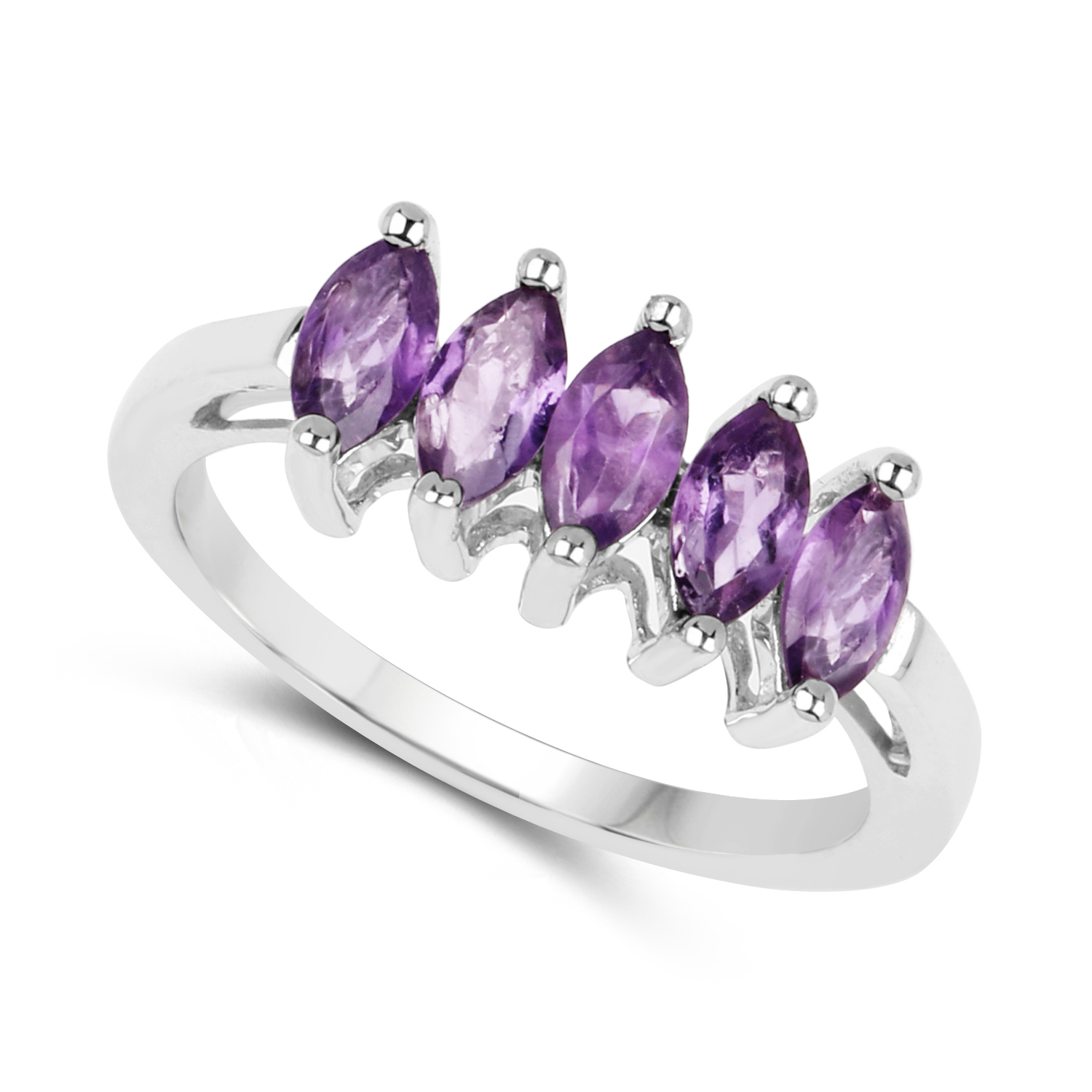 1.15 Carat Genuine Amethyst .925 Sterling Silver Ring