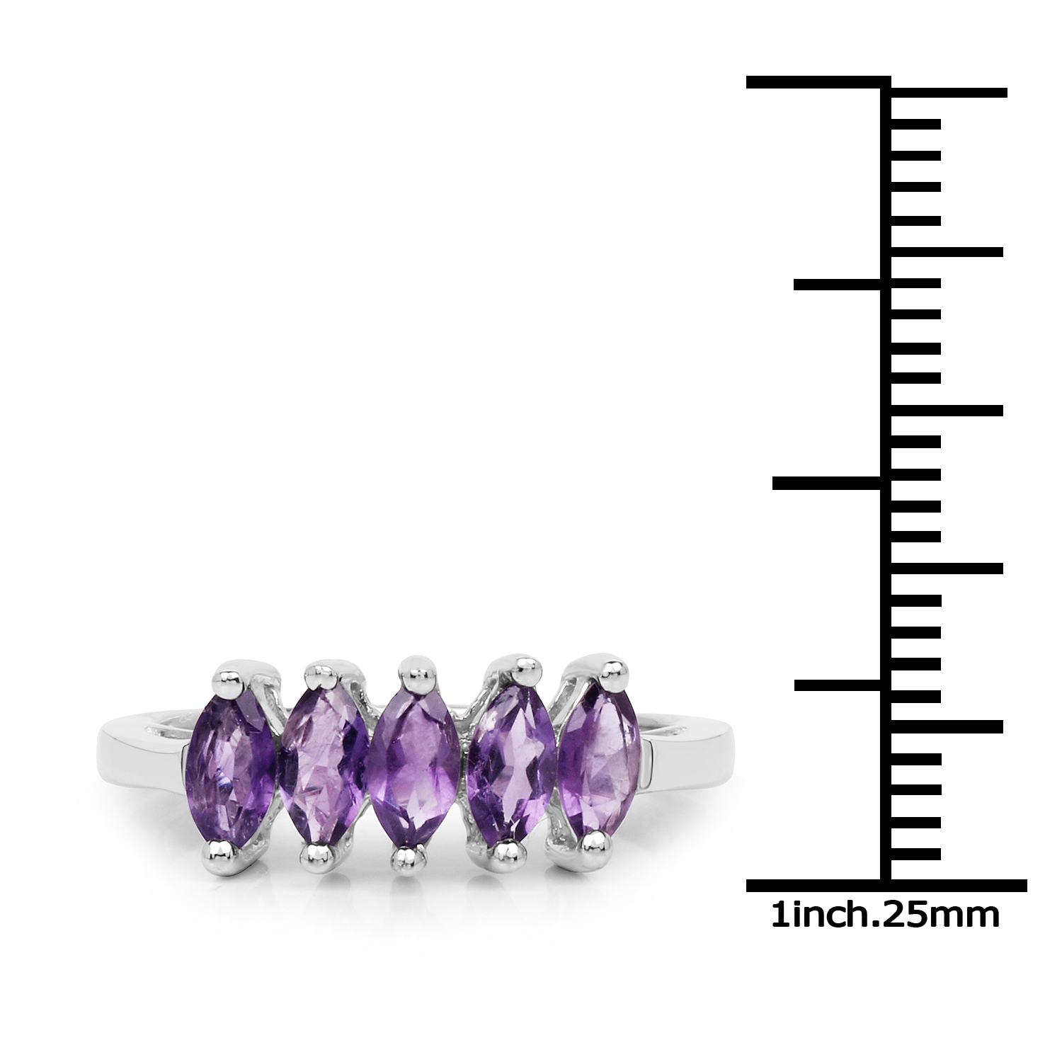 1.15 Carat Genuine Amethyst .925 Sterling Silver Ring