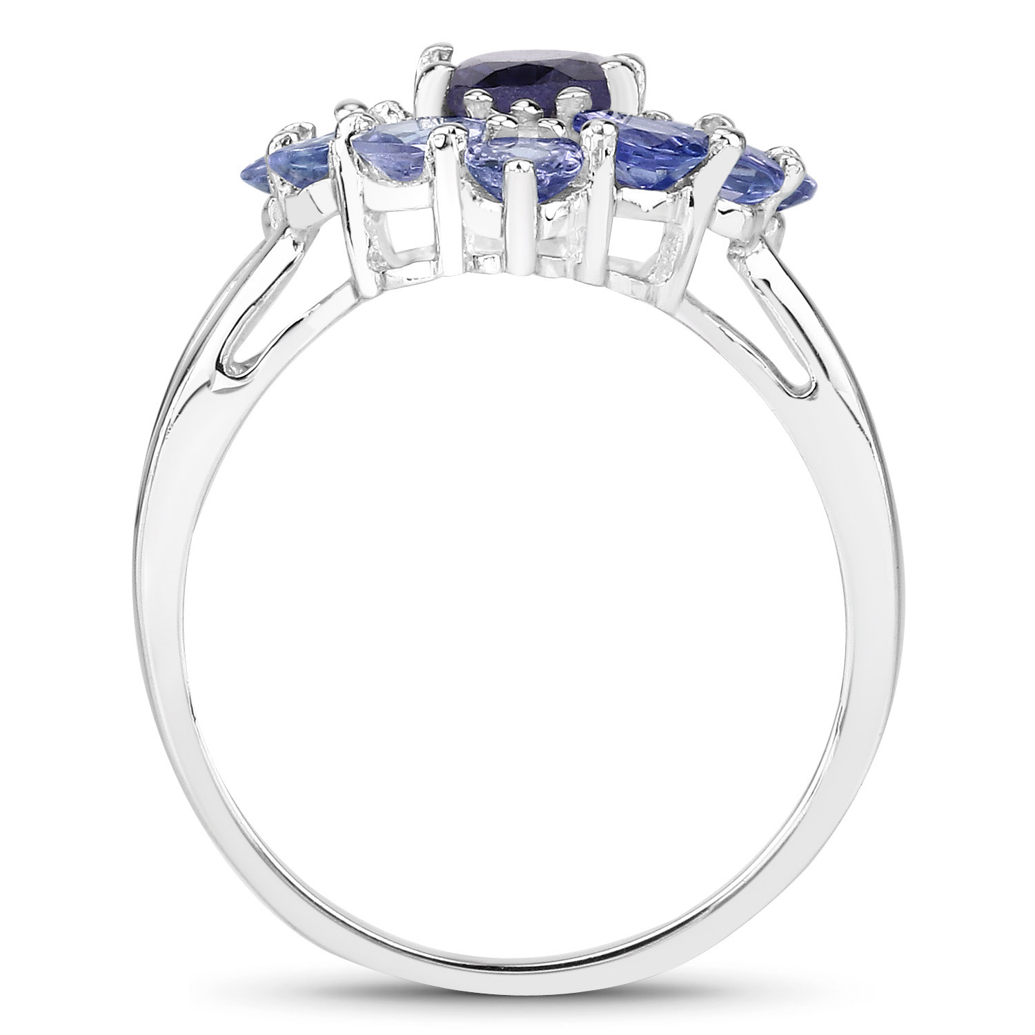 2.40 Carat Genuine Iolite and Tanzanite .925 Sterling Silver Ring