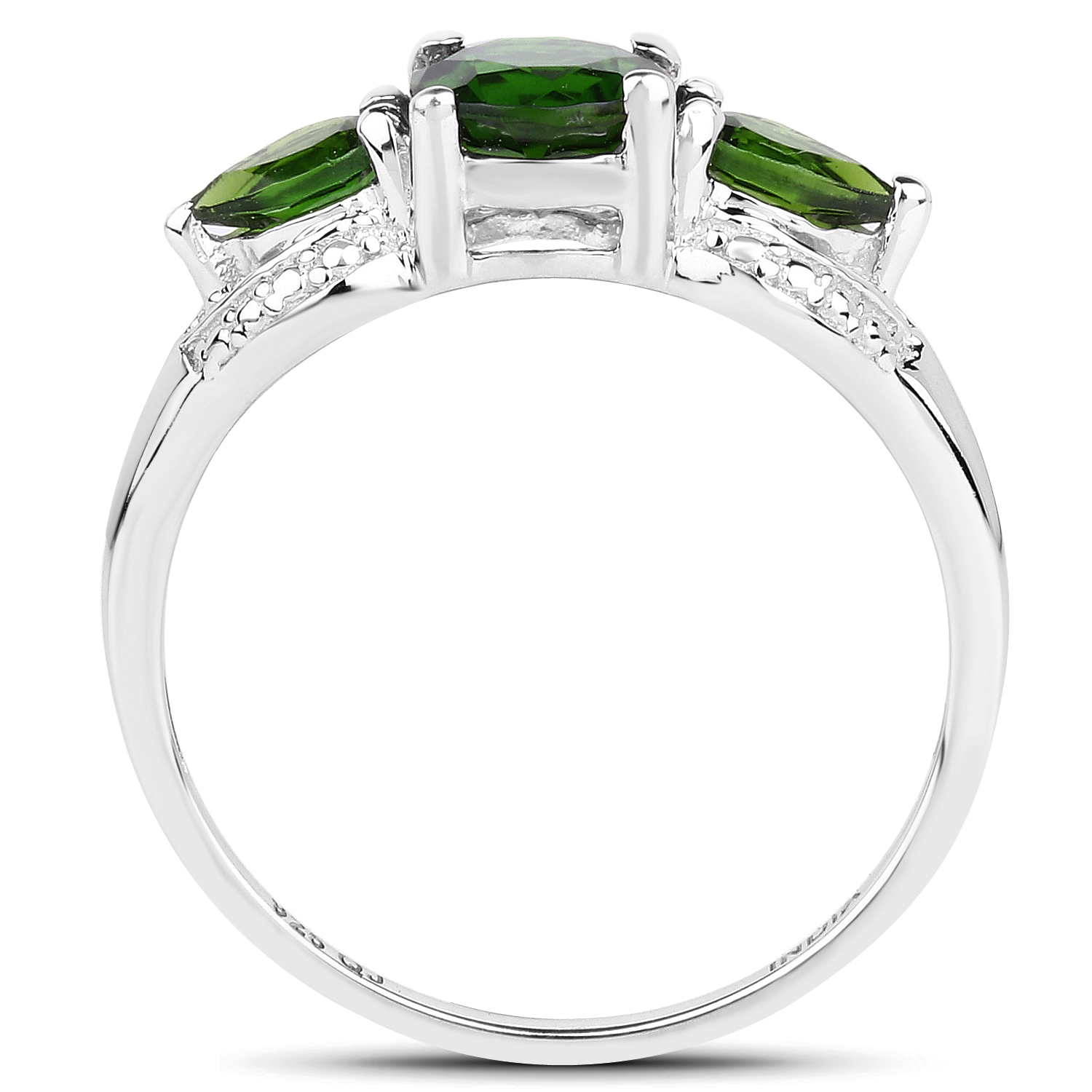 1.23 Carat Genuine Chrome Diopside .925 Sterling Silver Ring