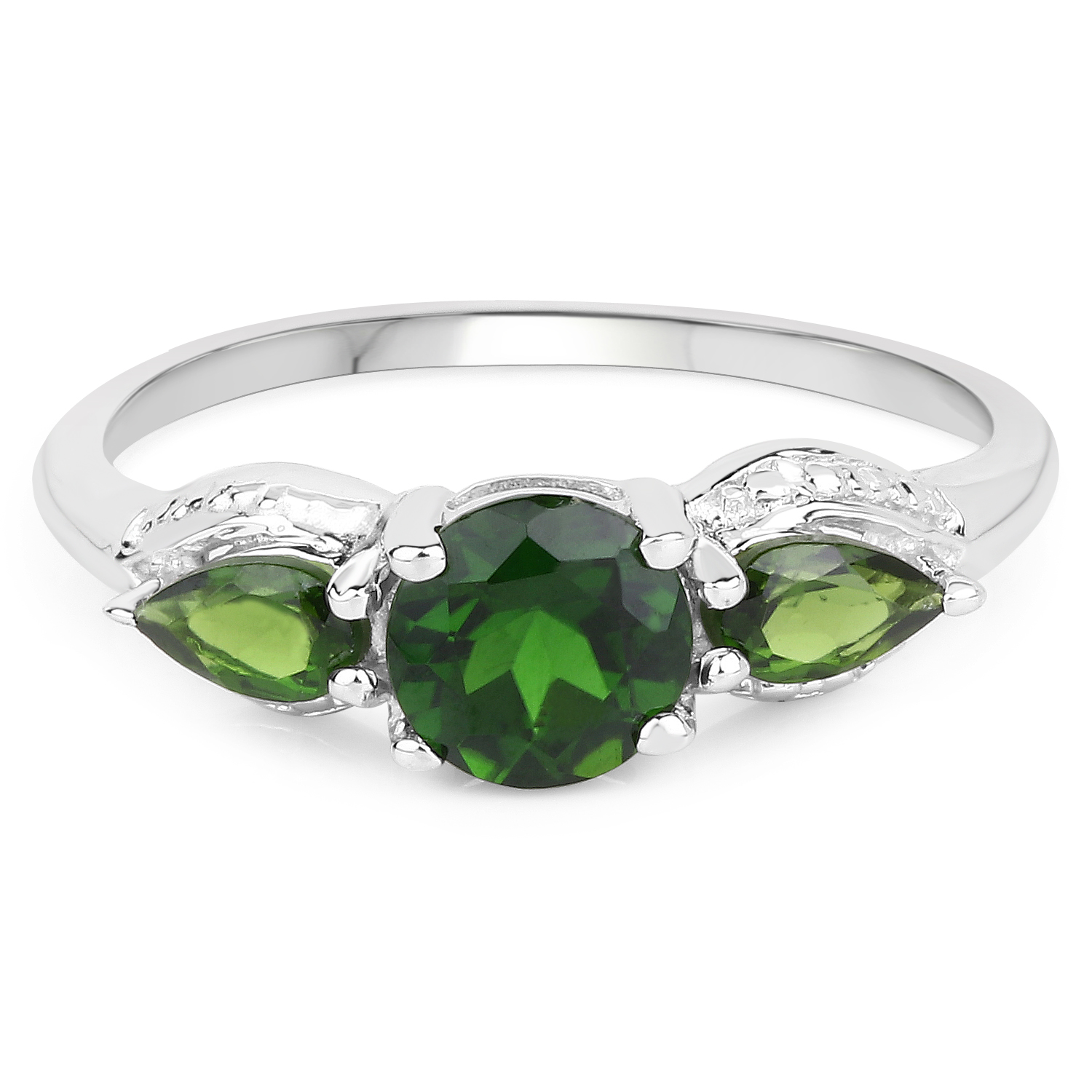 1.23 Carat Genuine Chrome Diopside .925 Sterling Silver Ring