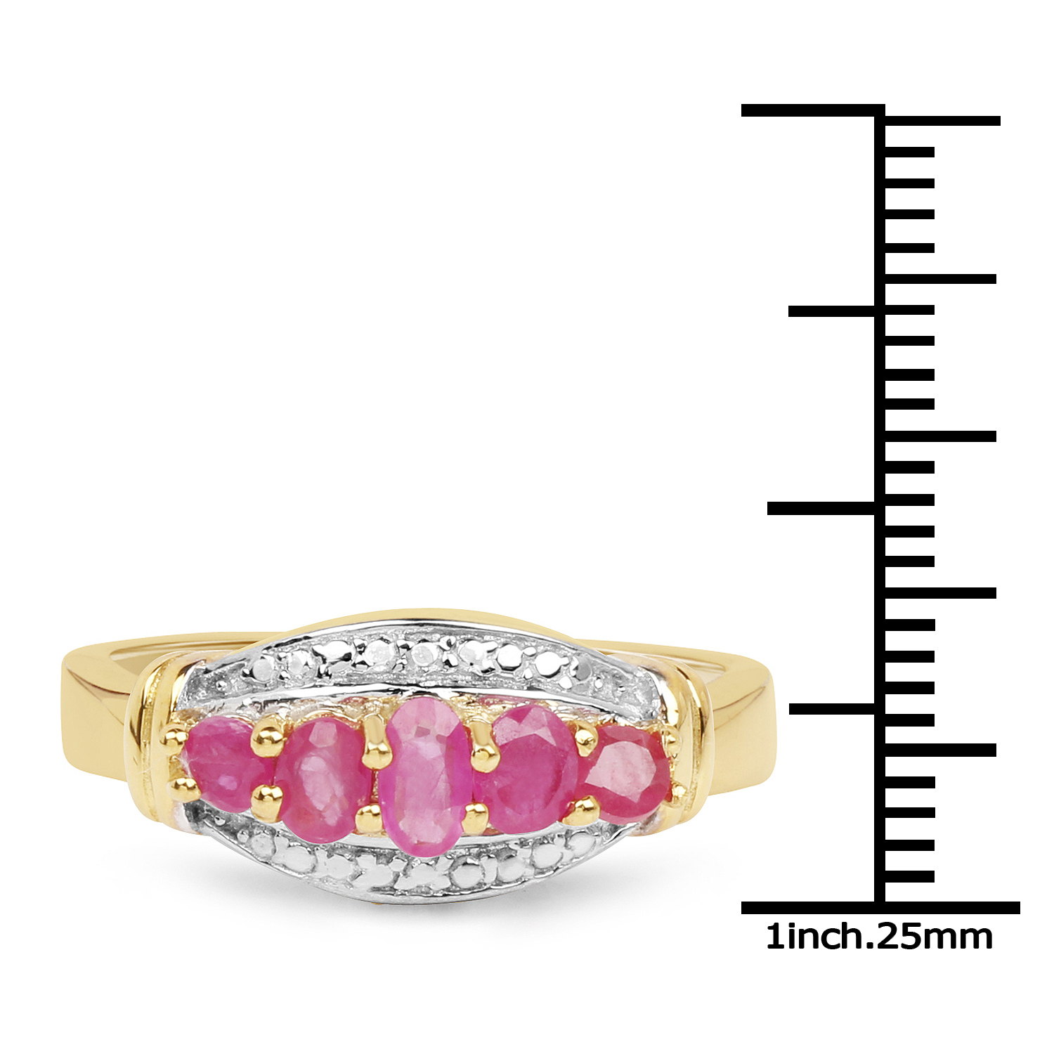 14K Yellow Gold Plated 0.93 Carat Genuine Ruby .925 Sterling Silver Ring