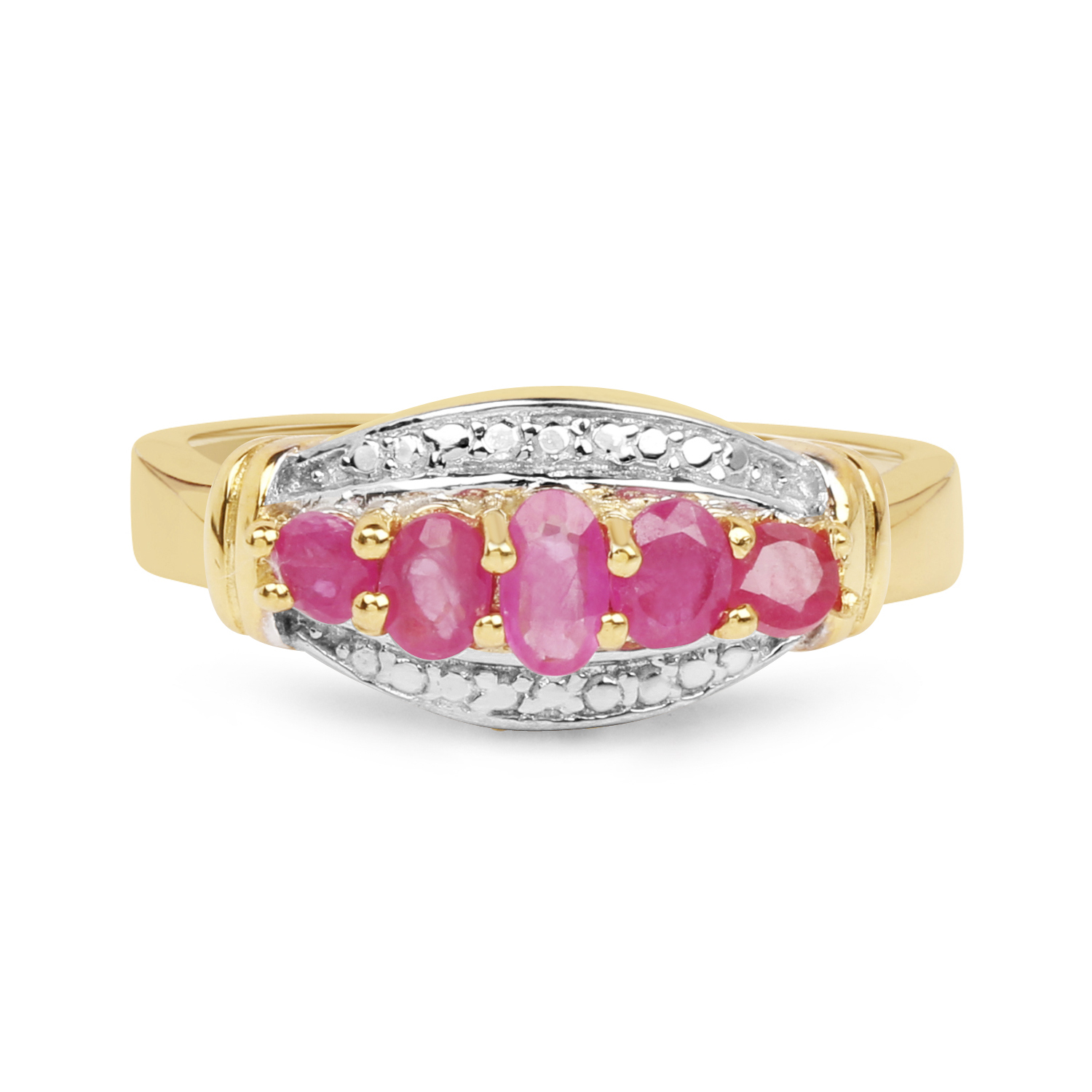 14K Yellow Gold Plated 0.93 Carat Genuine Ruby .925 Sterling Silver Ring