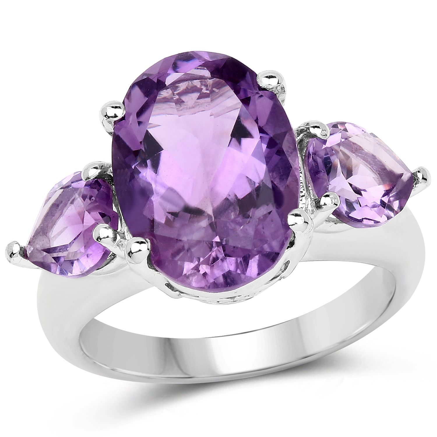 6.30 Carat Genuine Amethyst .925 Sterling Silver Ring