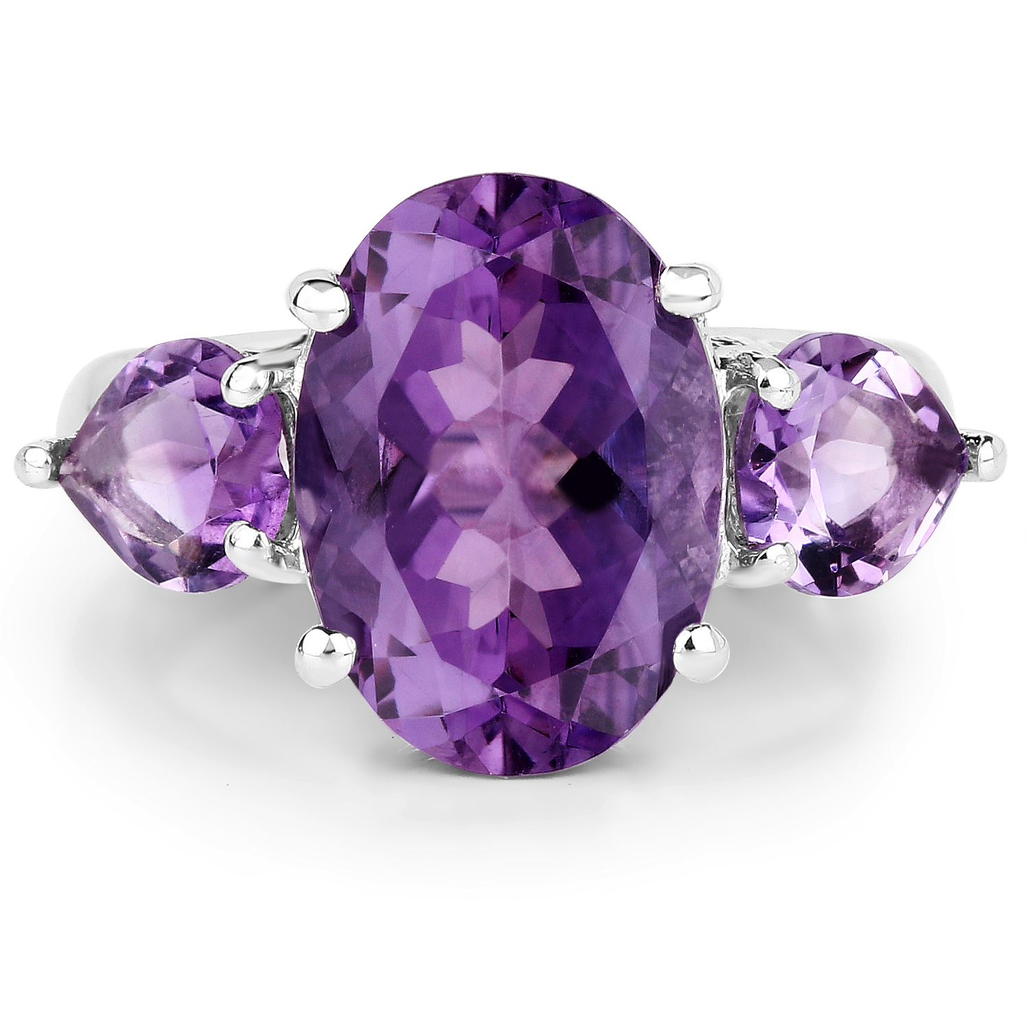 6.30 Carat Genuine Amethyst .925 Sterling Silver Ring