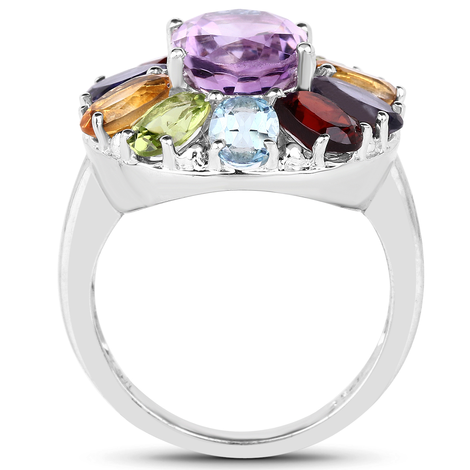 6.77 Carat Genuine Multi Stone .925 Sterling Silver Ring