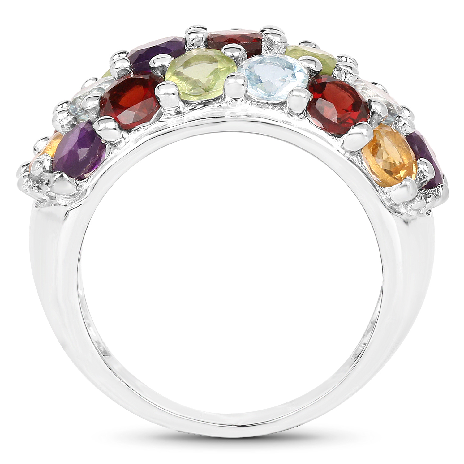 4.45 Carat Genuine Multi Stone .925 Sterling Silver Ring