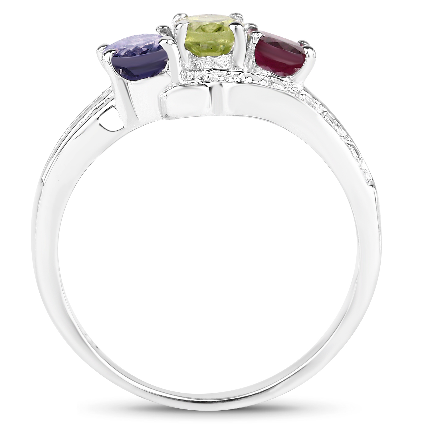 1.36 Carat Genuine Multi Stones .925 Sterling Silver Ring