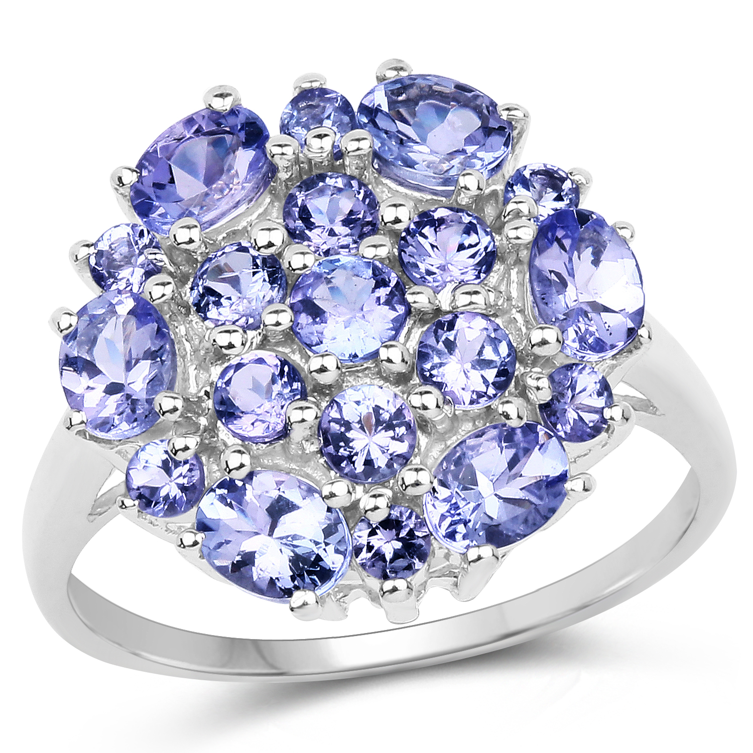 1.93 Carat Genuine Tanzanite .925 Sterling Silver Ring