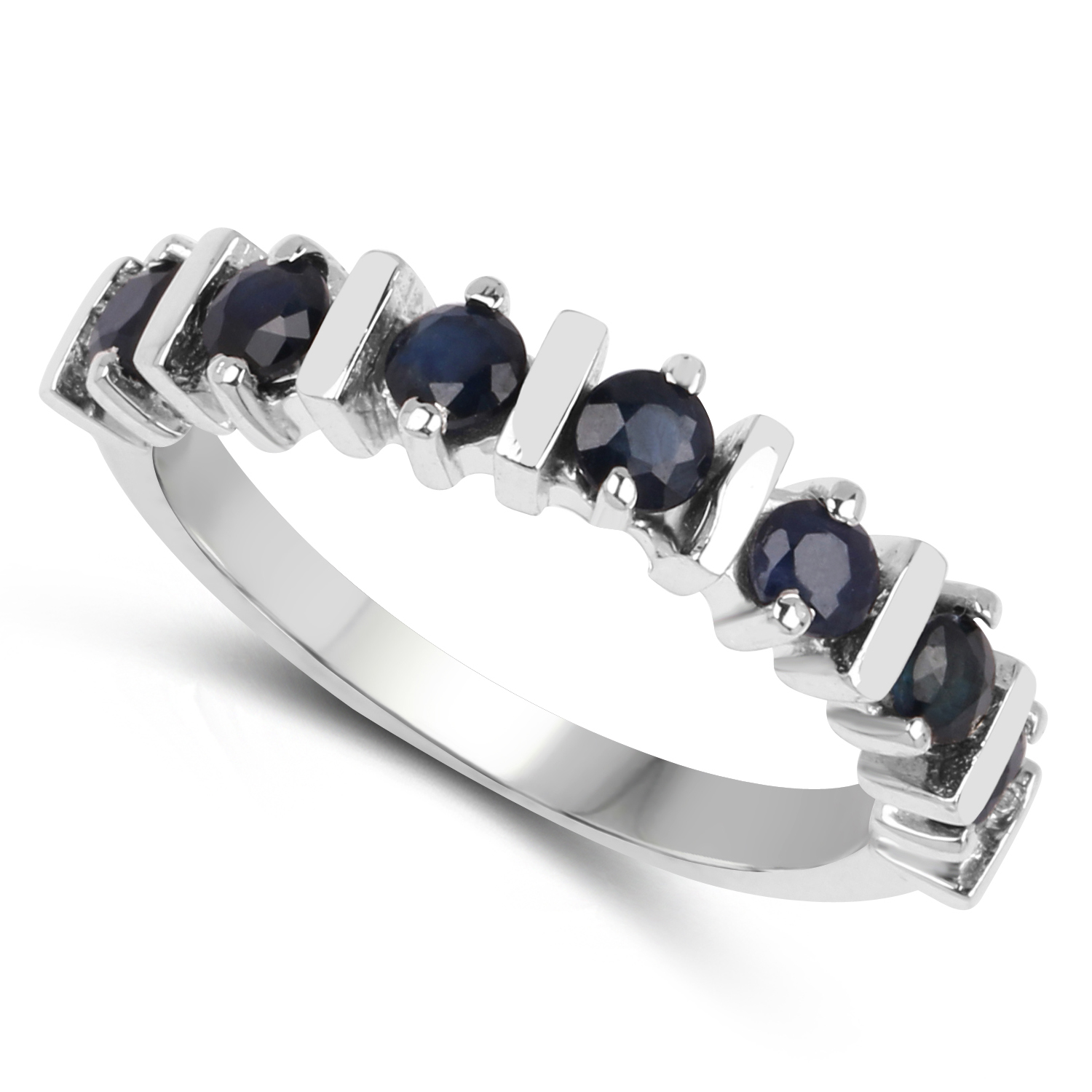 0.91 Carat Genuine Blue Sapphire .925 Sterling Silver Ring