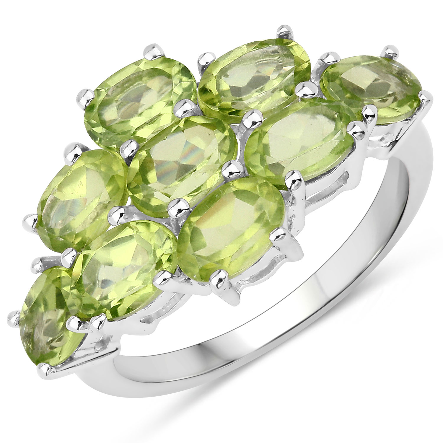 3.69 Carat Genuine Peridot .925 Sterling Silver Ring