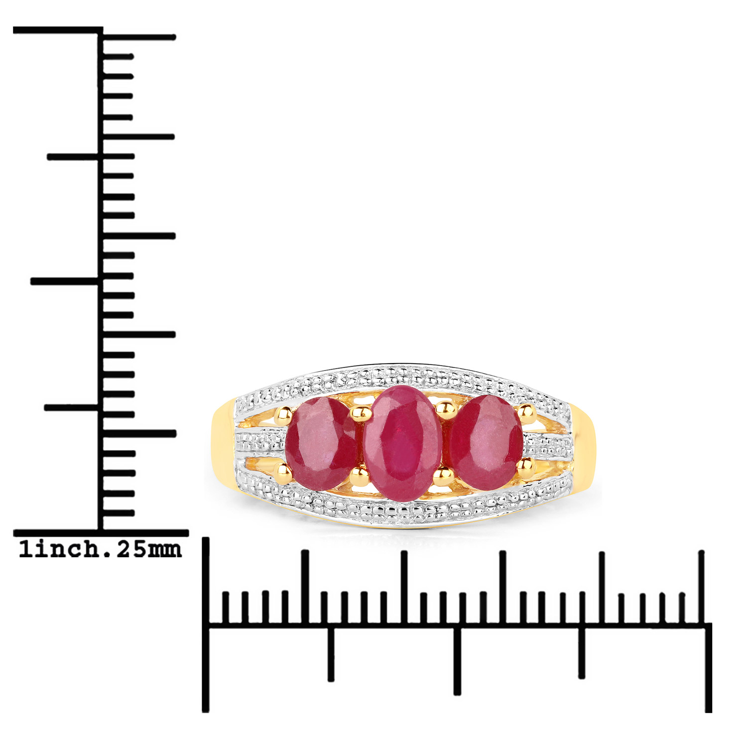 1.25 Carat Glass Filled Ruby .925 Sterling Silver Ring