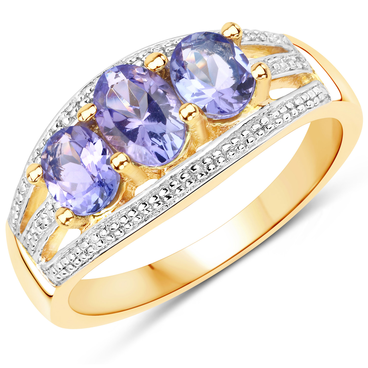 1.10 Carat Genuine Tanzanite .925 Sterling Silver Ring