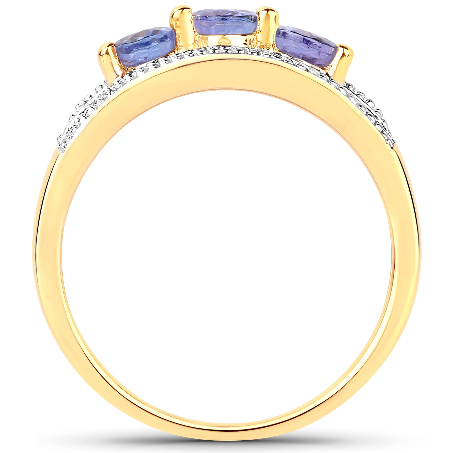 1.10 Carat Genuine Tanzanite .925 Sterling Silver Ring