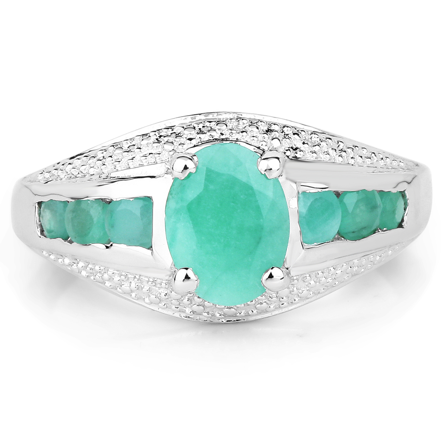 1.46 Carat Genuine Emerald .925 Sterling Silver Ring