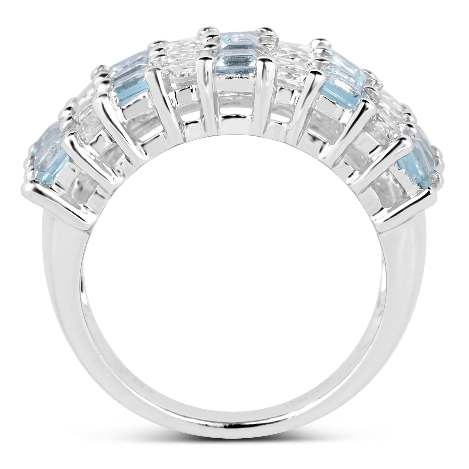4.29 Carat Genuine Blue Topaz & White Topaz .925 Sterling Silver Ring