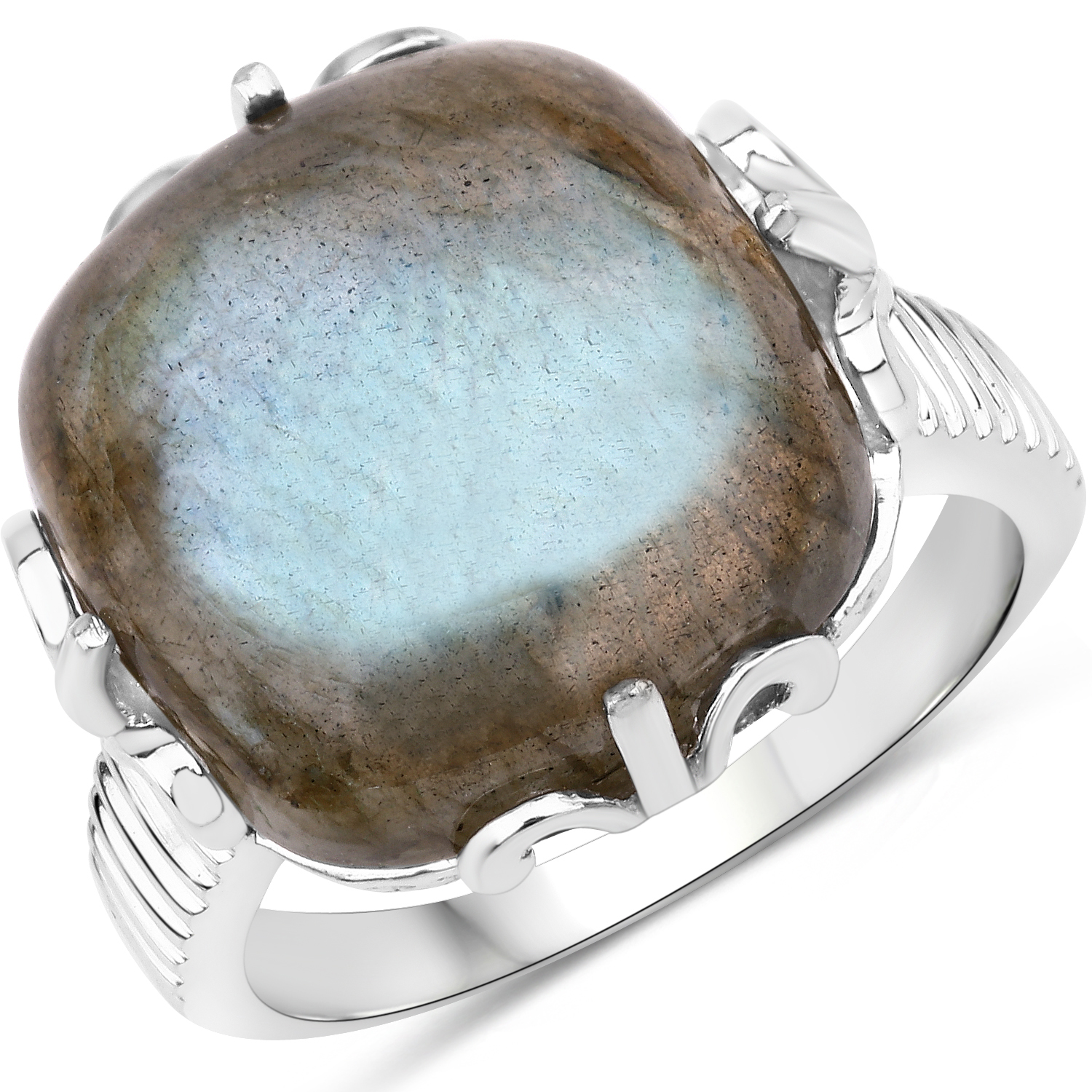 11.50 Carat Genuine Labradorite .925 Sterling Silver Ring