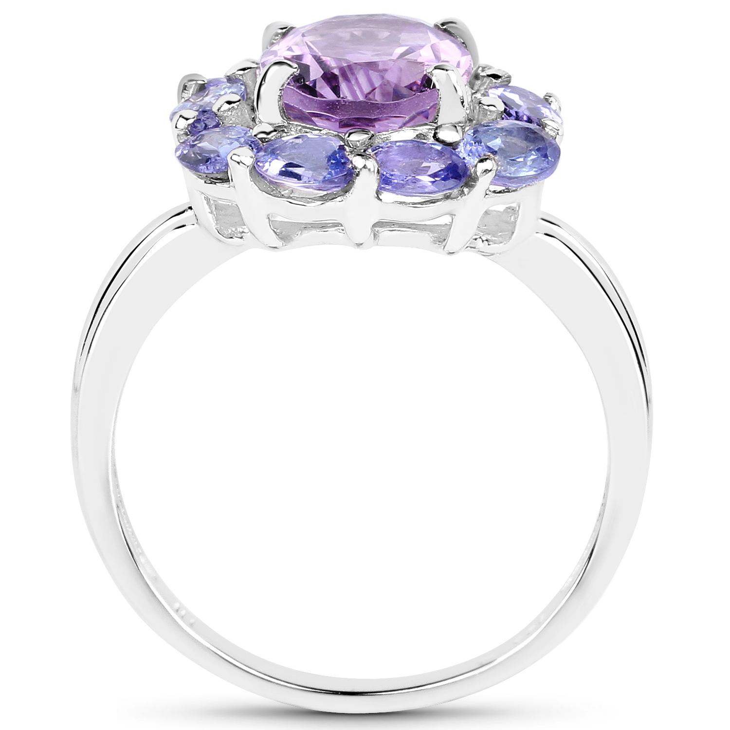 3.85 Carat Genuine Amethyst and Tanzanite .925 Sterling Silver Ring
