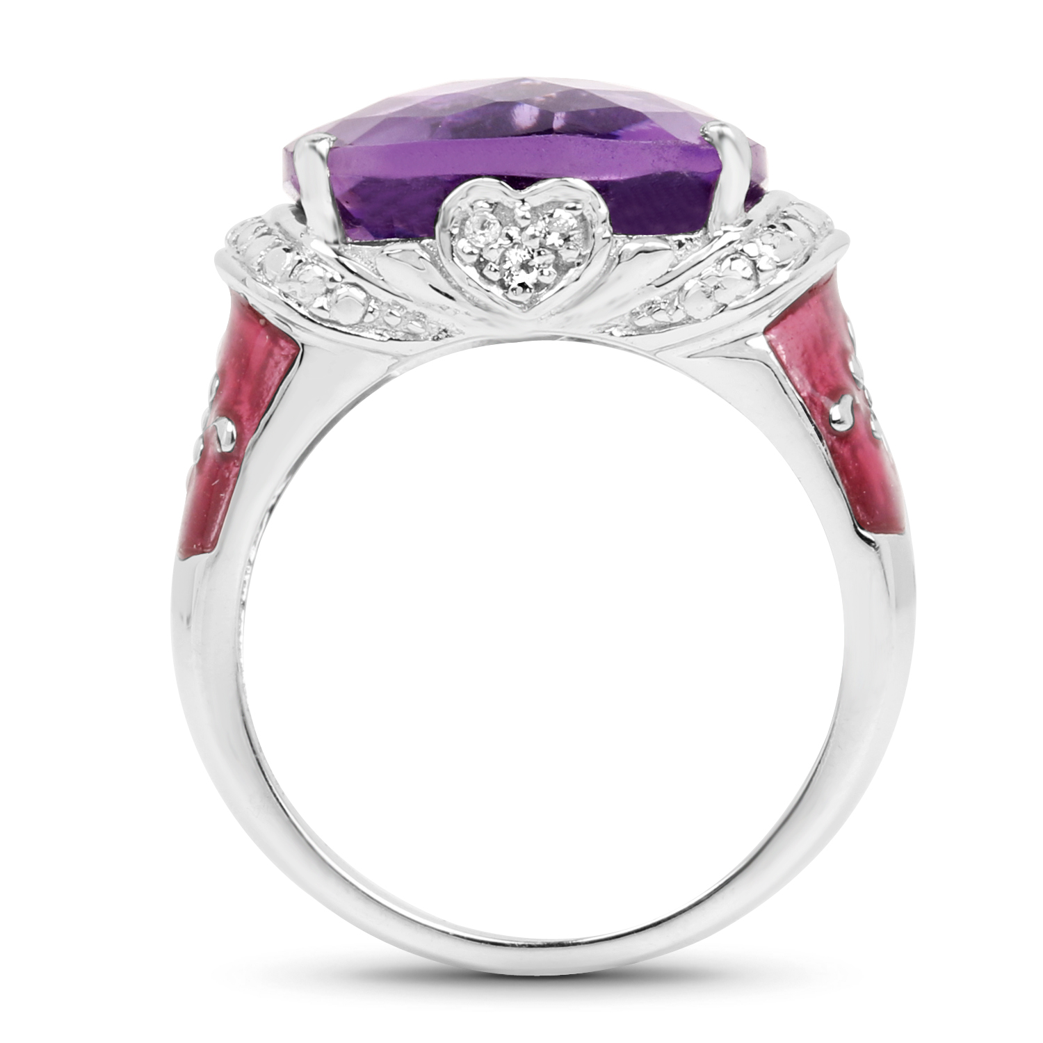 8.86 Carat Genuine Amethyst & White Topaz .925 Sterling Silver Ring