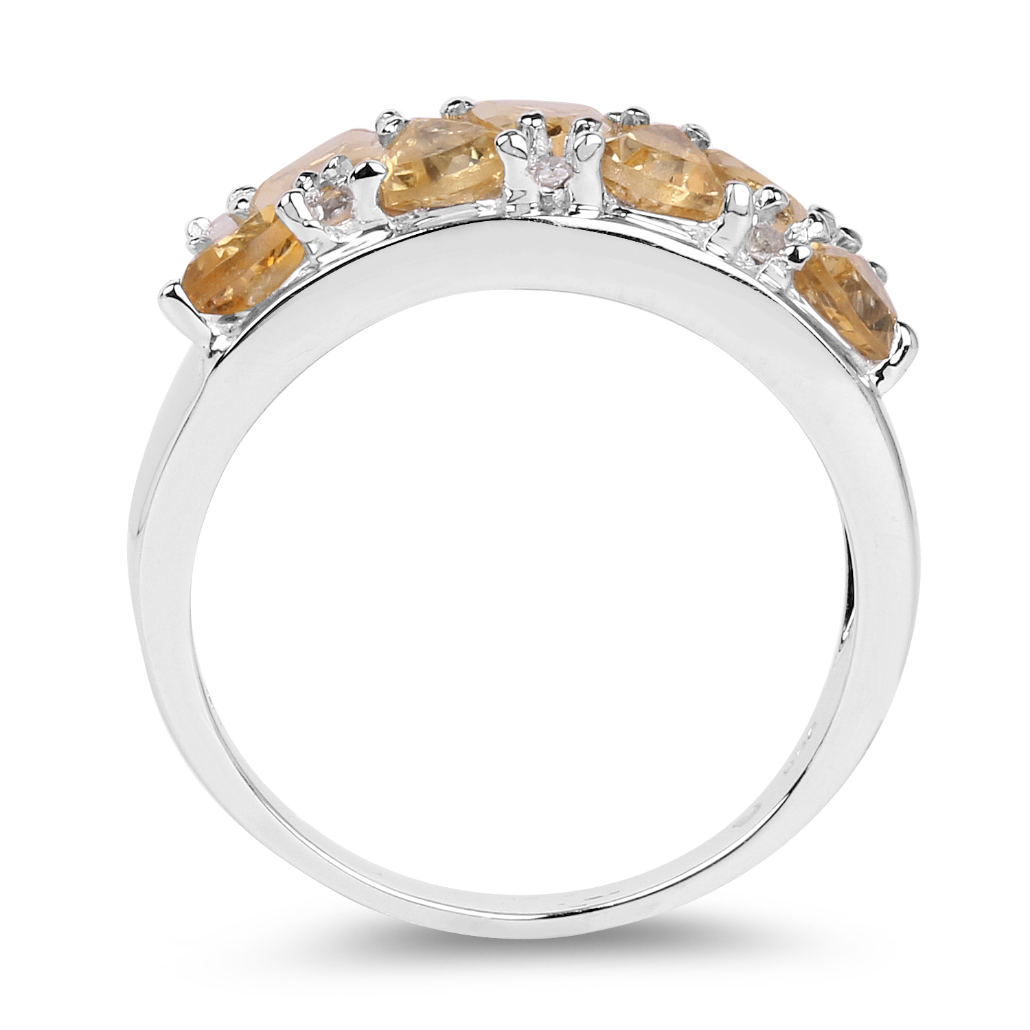 1.82 Carat Genuine Citrine and White Topaz .925 Sterling Silver Ring