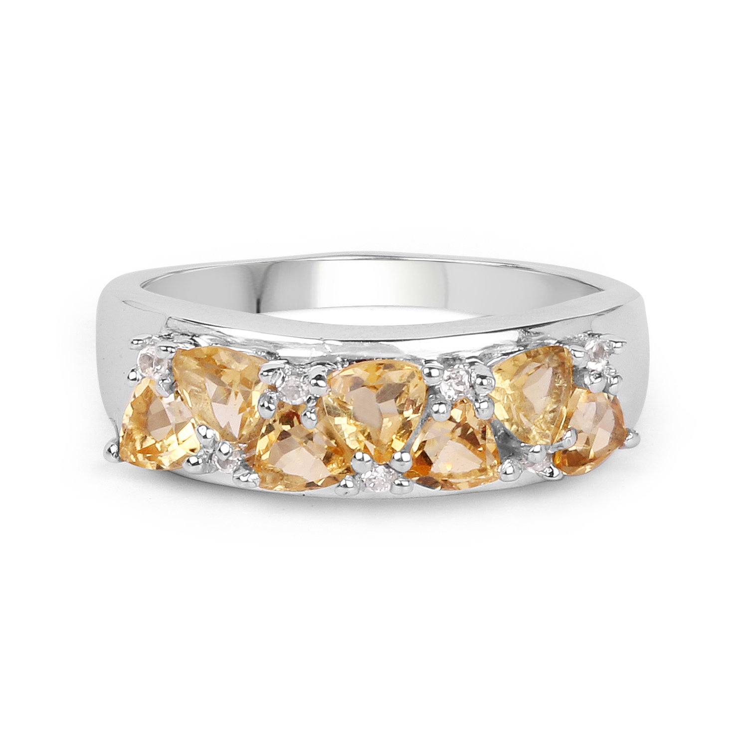 1.82 Carat Genuine Citrine and White Topaz .925 Sterling Silver Ring
