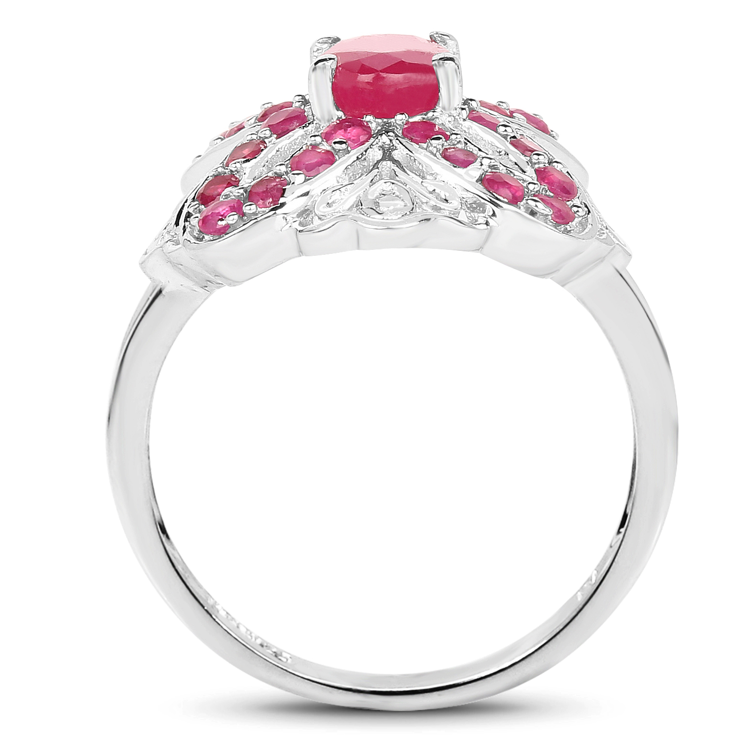 2.12 Carat Glass Filled Ruby and Ruby .925 Sterling Silver Ring