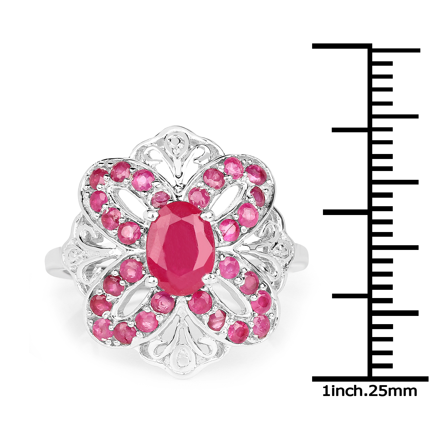 2.12 Carat Glass Filled Ruby and Ruby .925 Sterling Silver Ring