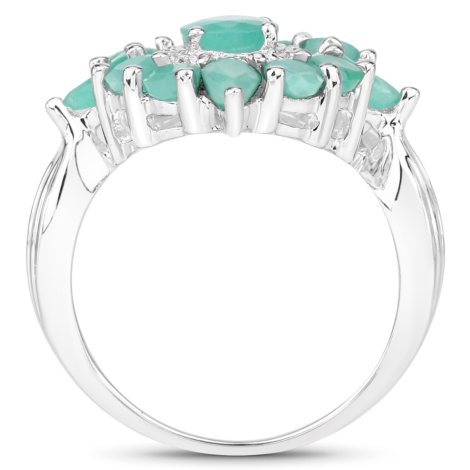 2.37 Carat Genuine Emerald .925 Sterling Silver Ring