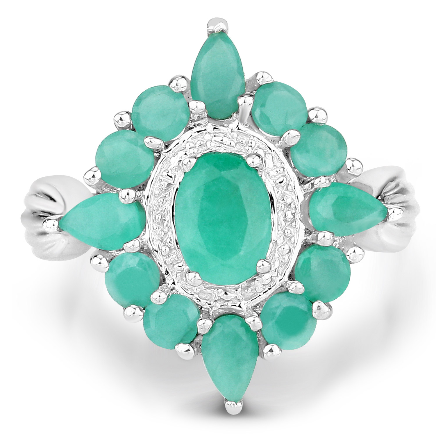 2.37 Carat Genuine Emerald .925 Sterling Silver Ring