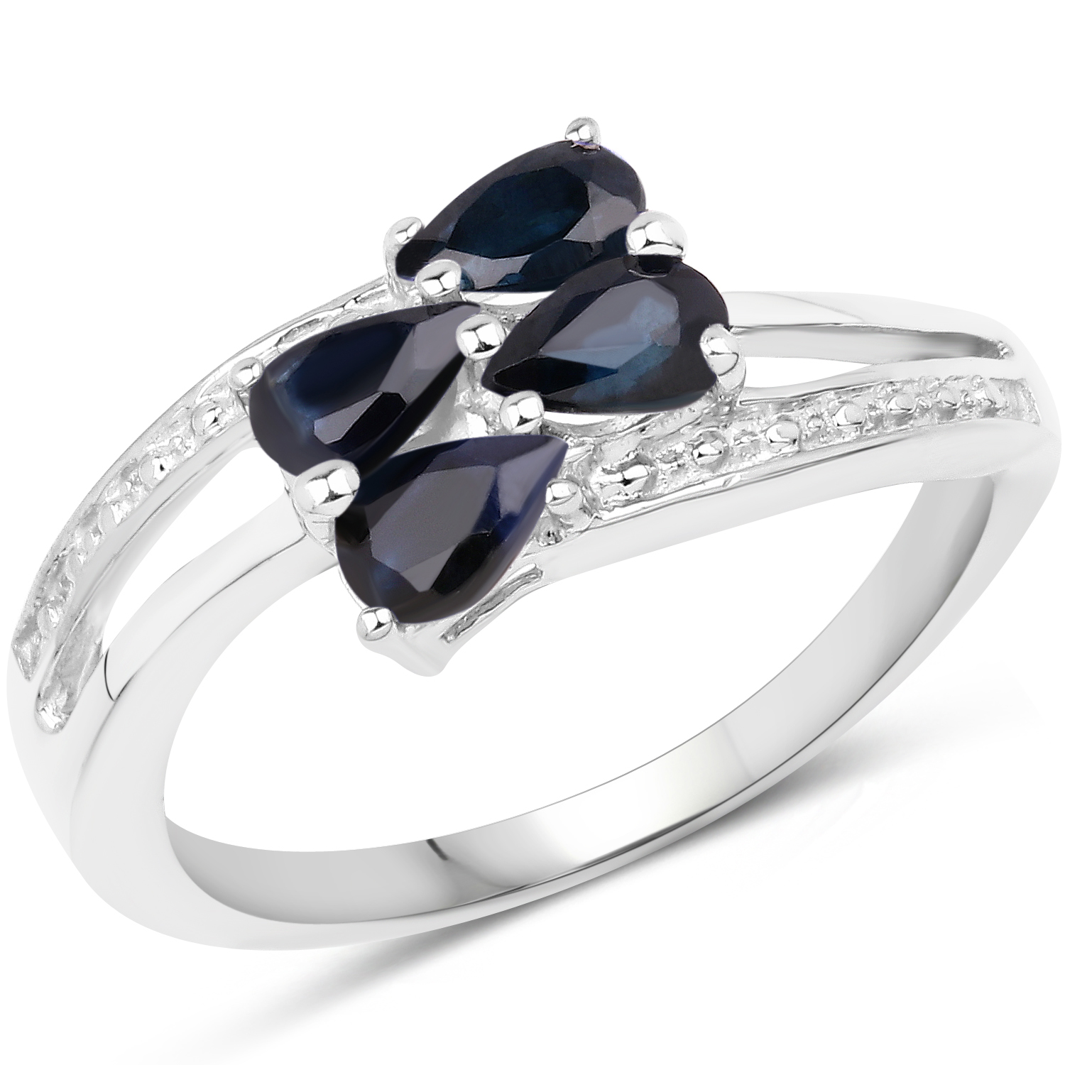 1.00 Carat Genuine Blue Sapphire .925 Sterling Silver Ring
