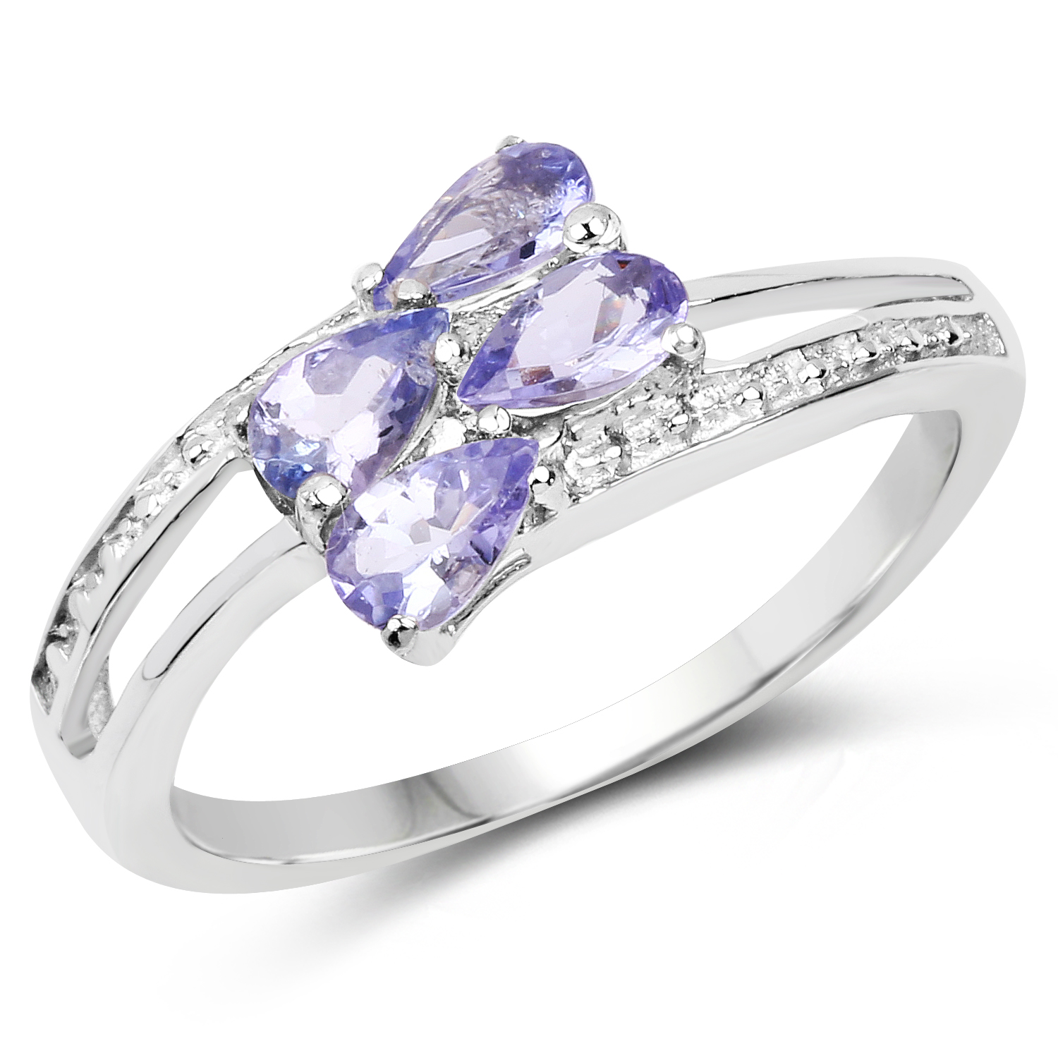 0.76 Carat Genuine Tanzanite .925 Sterling Silver Ring