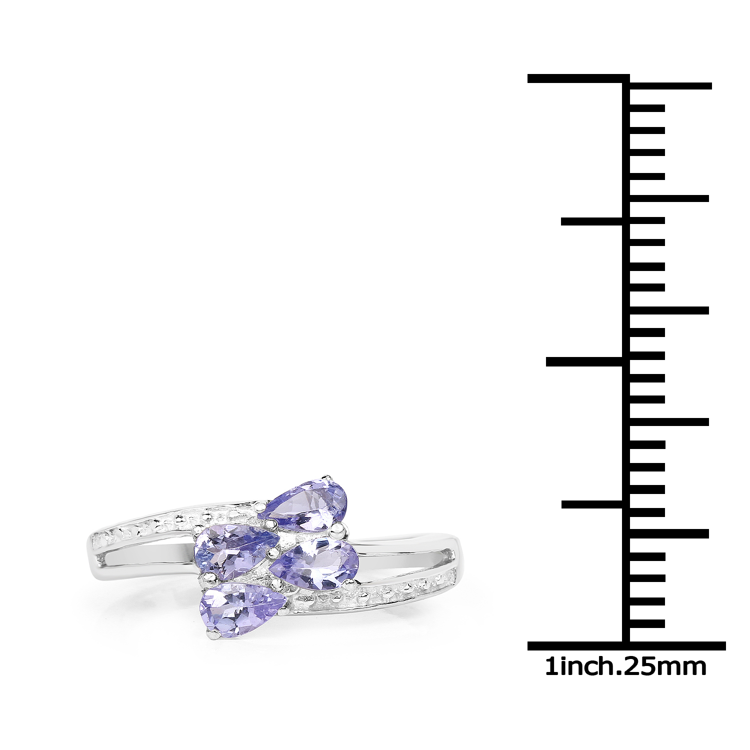 0.76 Carat Genuine Tanzanite .925 Sterling Silver Ring