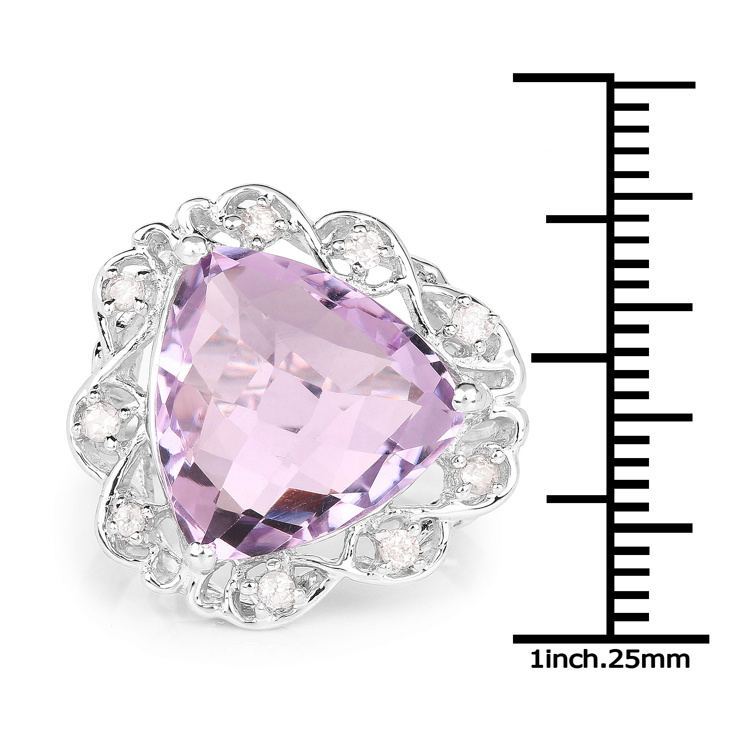 8.86 Carat Genuine Amethyst and White Zircon .925 Sterling Silver Ring