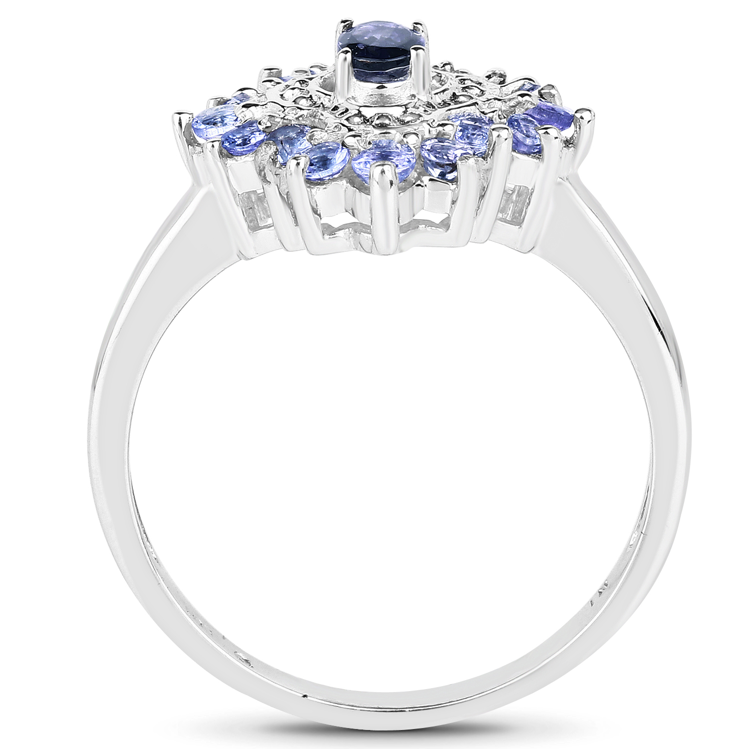 0.80 Carat Genuine Iolite and Tanzanite .925 Sterling Silver Ring