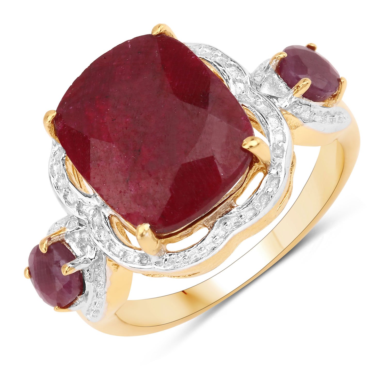6.89 Carat Dyed Ruby .925 Sterling Silver Ring