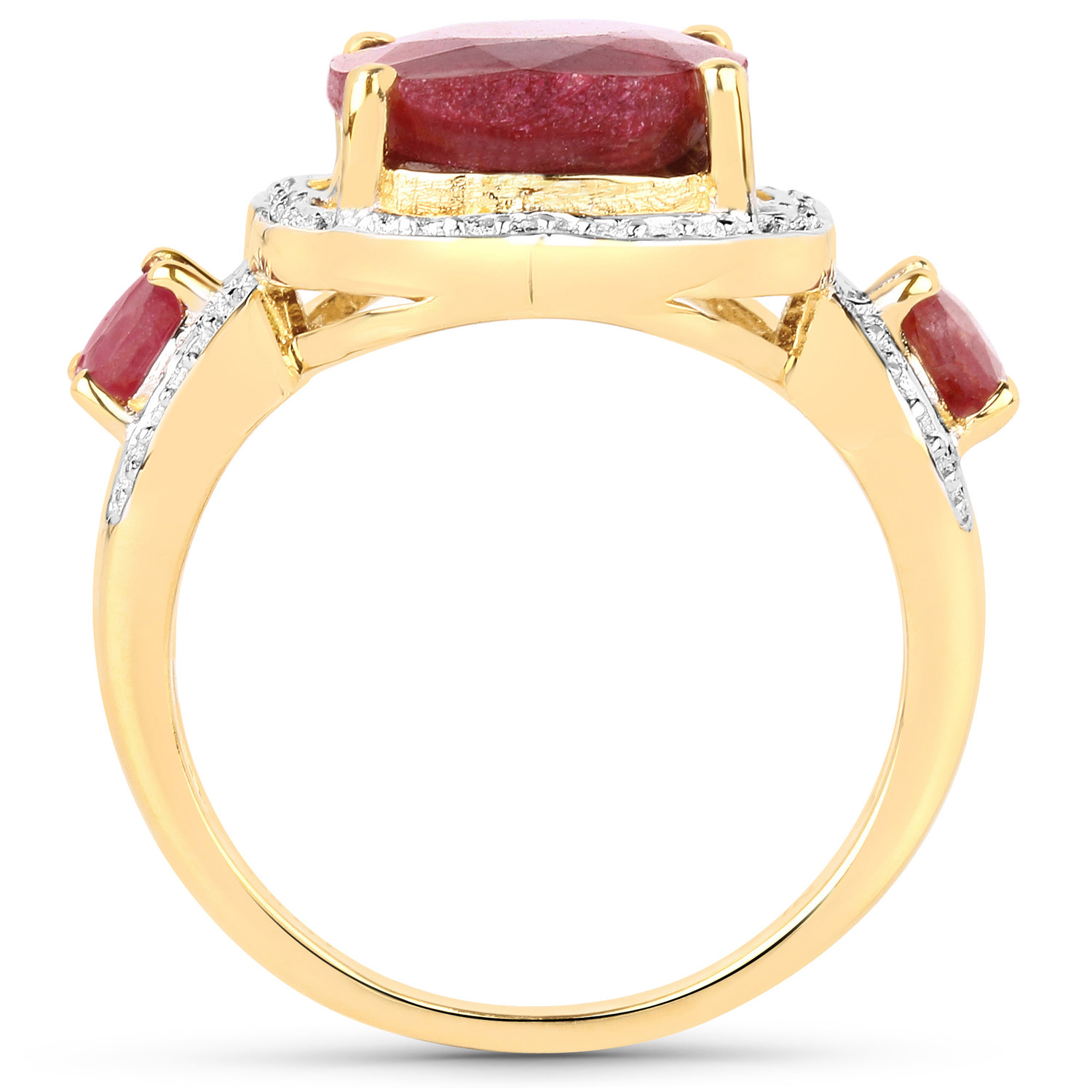 6.71 Carat Dyed Ruby and Ruby .925 Sterling Silver Ring