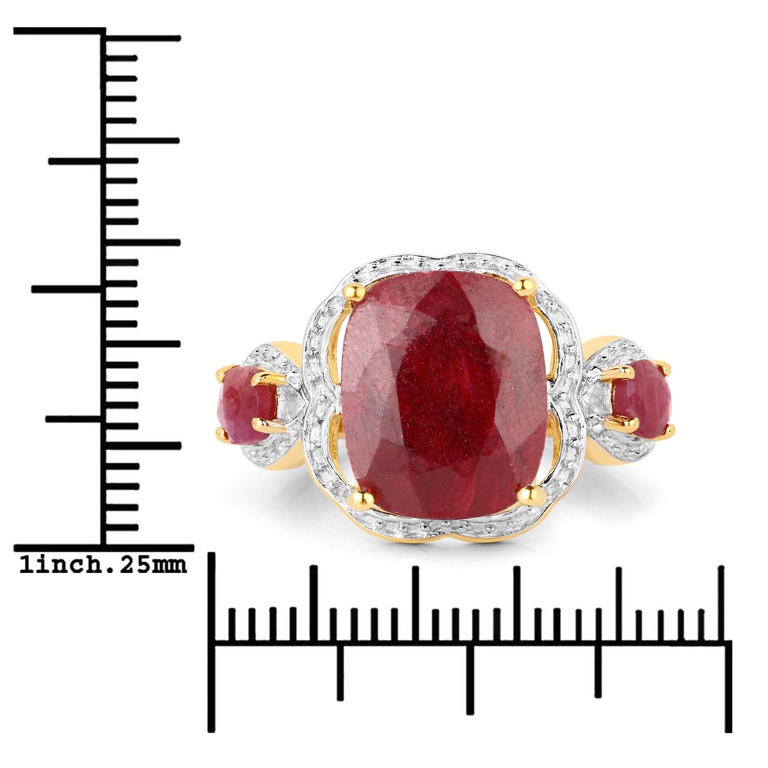 6.71 Carat Dyed Ruby and Ruby .925 Sterling Silver Ring