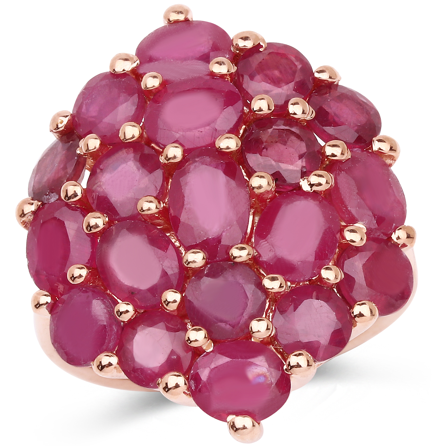 14K Rose Gold Plated 6.67 Carat Glass Filled Ruby .925 Sterling Silver Ring