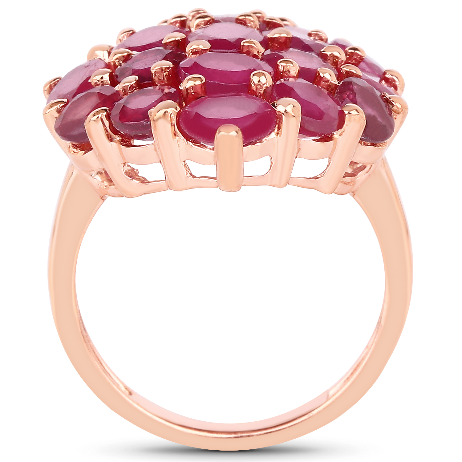 14K Rose Gold Plated 6.67 Carat Glass Filled Ruby .925 Sterling Silver Ring