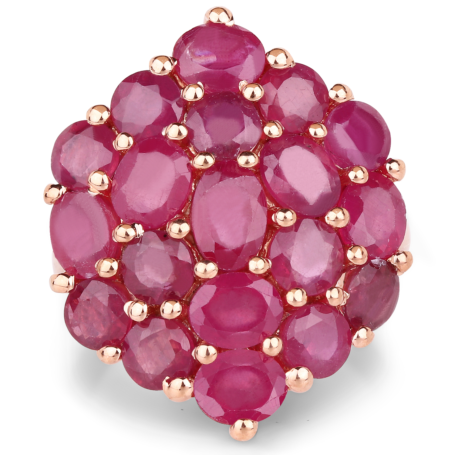 14K Rose Gold Plated 6.67 Carat Glass Filled Ruby .925 Sterling Silver Ring