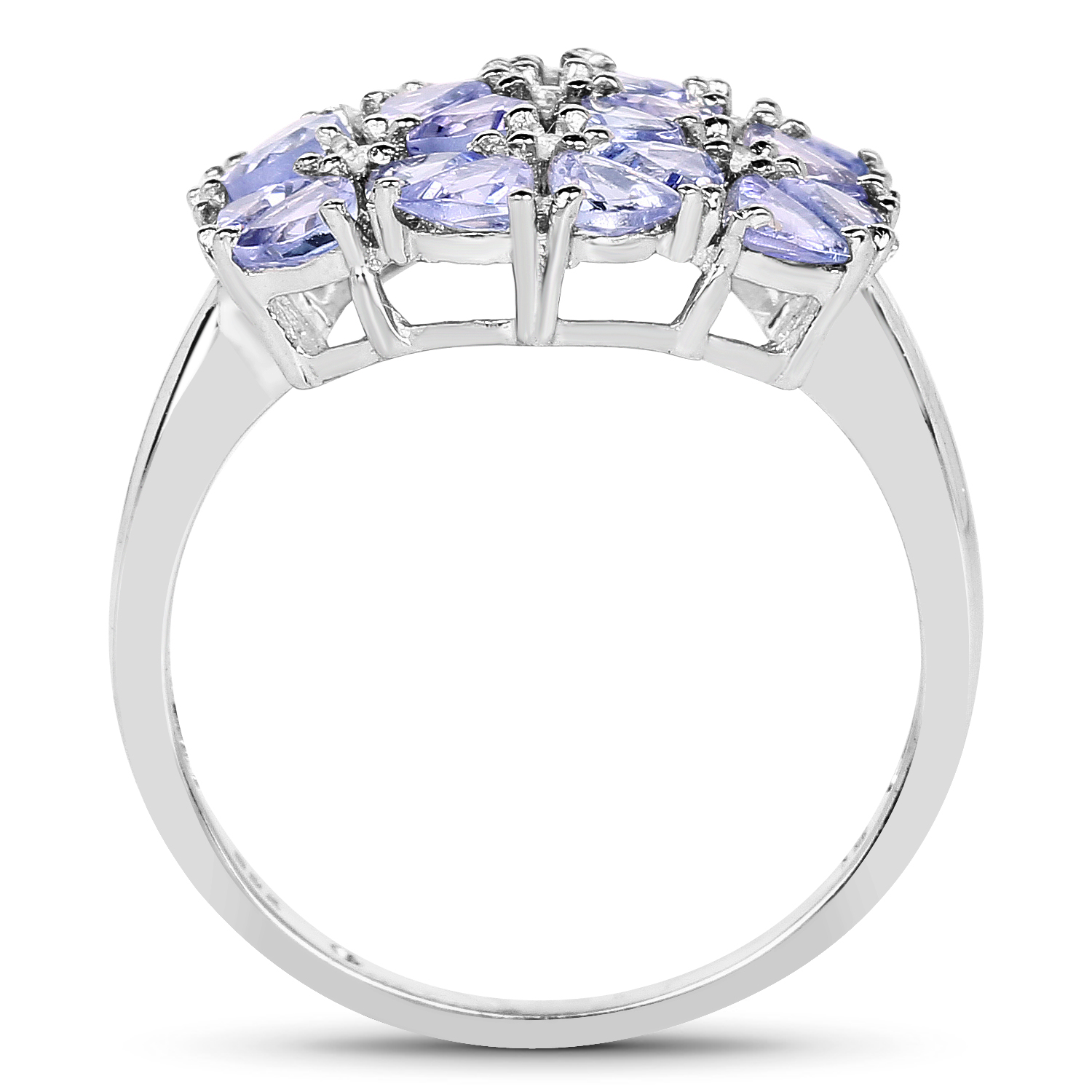 2.47 Carat Genuine Tanzanite and White Topaz .925 Sterling Silver Ring