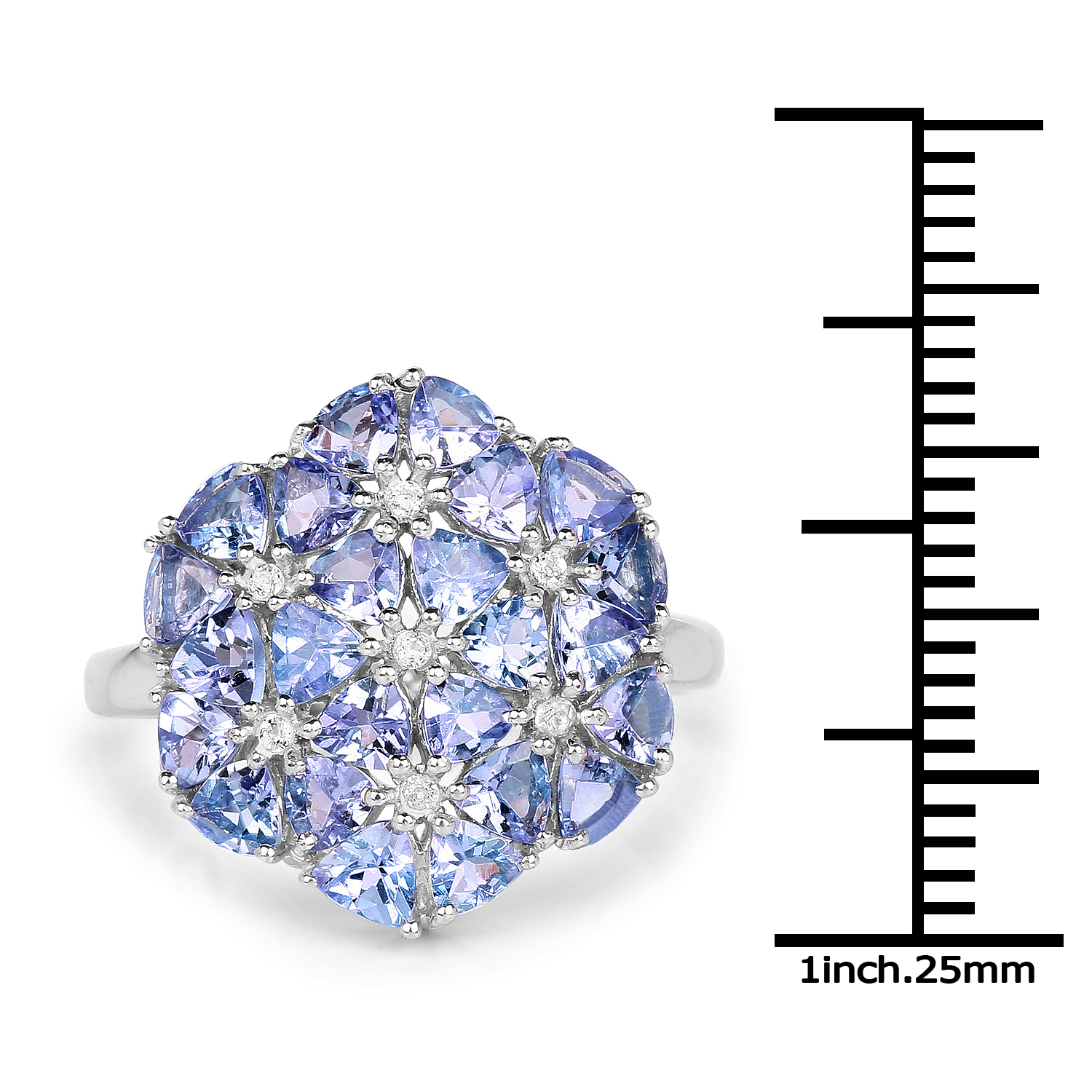 2.47 Carat Genuine Tanzanite and White Topaz .925 Sterling Silver Ring