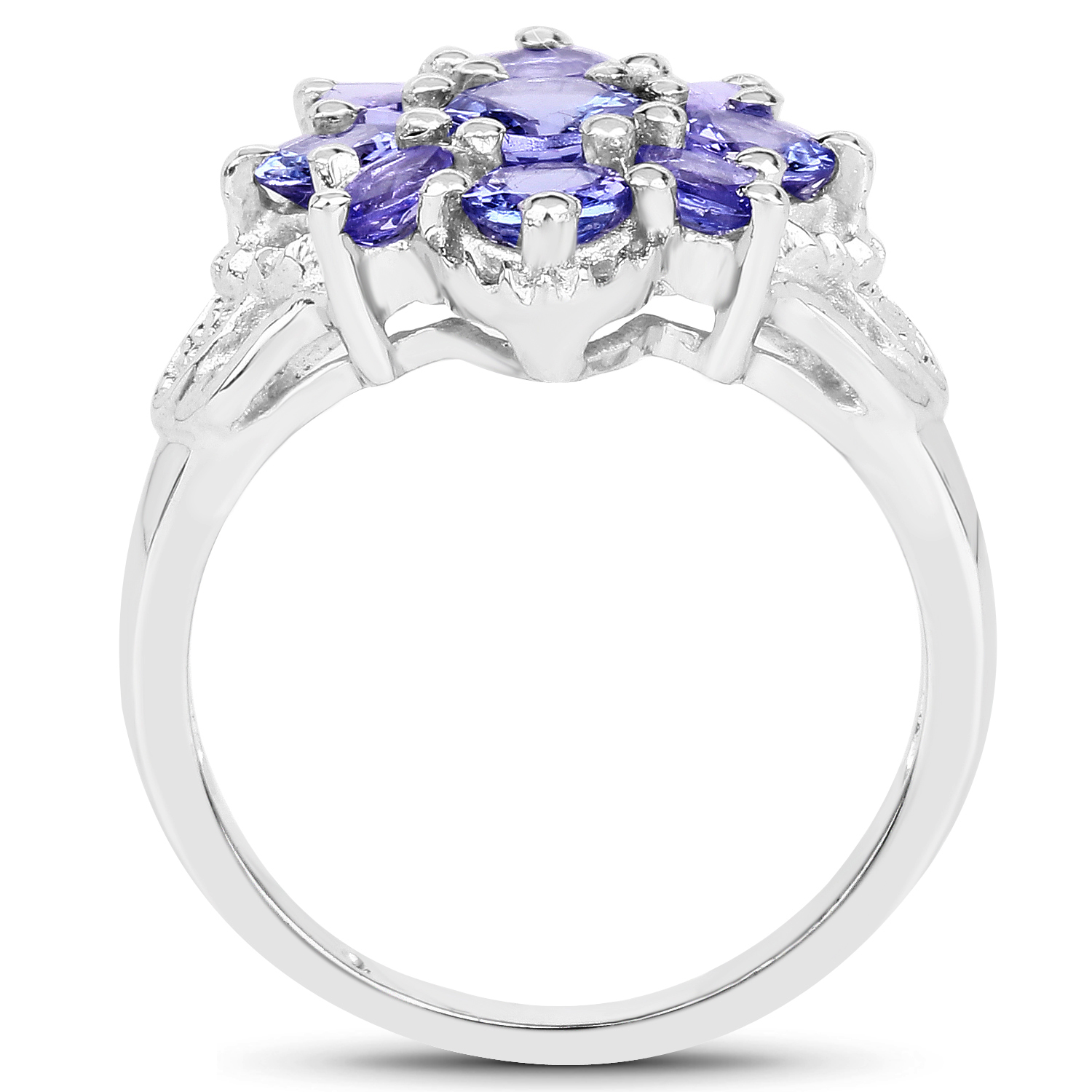 1.71 Carat Genuine Tanzanite .925 Sterling Silver Ring
