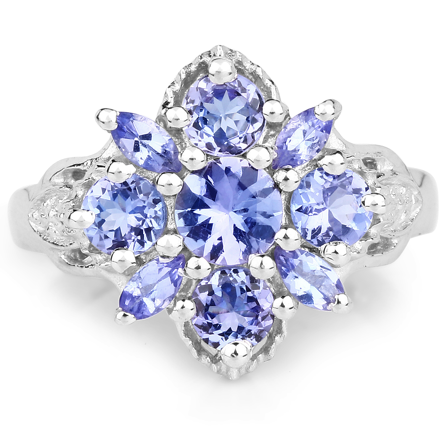 1.71 Carat Genuine Tanzanite .925 Sterling Silver Ring